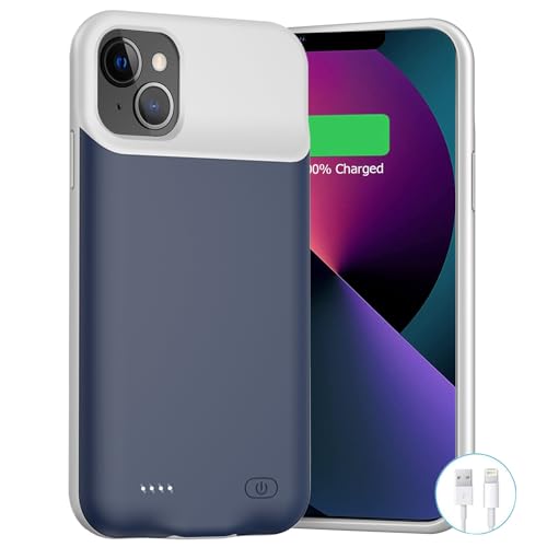 Battery Case for iPhone 12 Mini /13 Mini, Upgraded 7000mAh Rechargeable Portable Charging Case Compatible with iPhone 12 Mini /13 Mini (5.4 inch) Extended Battery Pack Protective Charger Case (Blue)