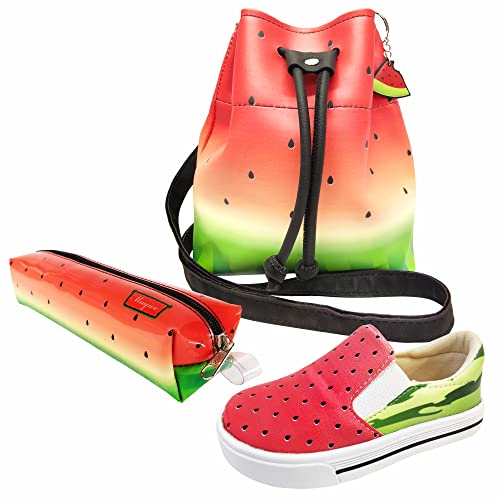 Kit Infantil Bolsa, Tênis e Estojo Melancia, Magicc Kids