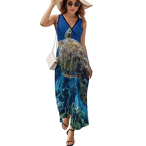 Robe sans manches col en V évocation marine et douceur d'été