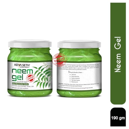 Image of Keya Seth Aromatherapy Neem Gel Moisturizer- For Oily & Sensitive Skin, Prevents Acne & Pimple, Rashes, Skin Allergies & Skin Eruption, with Pure Neem Extract 190gm