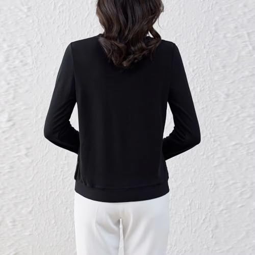 Pull noir en dentelle patchwork : le confort décontracté doux au quotidien - 2