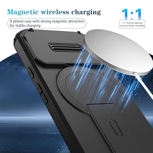 Image of ShieldTech MagStand Series Case for Google Pixel 8a | Mobile Phone Cover with flip-up Camera Cover, MagSafe, Kickstand, Shockproof for Google Pixel 8a - Black