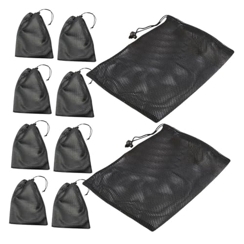 lurrose 10個 メッシュ巾着バッグ 丈口収納袋 軽量ジム用 おもちゃ整理 複用途 旅行 スポーツ 家収納対応 丈夫なメッシュ生地 ドローストリン
