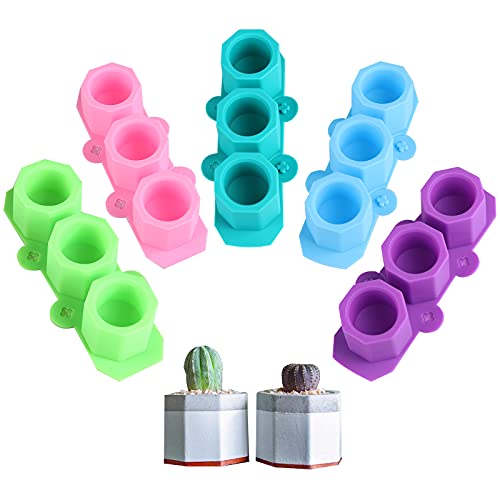 JiaUfmi Paquete de 5 moldes de silicona para macetas pequeñas, moldes de silicona para macetas de hormigón, cemento, yeso, moldes de silicona para manualidades