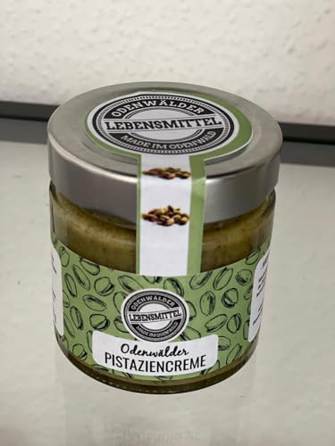 Odenwälder Lebensmittel Premium Pistaziencreme aus hochwertigen Pistazien, nachhaltig verpackt im wiederverschließbaren Glas, Perfekt als Brotaufstrich, Gebäckfüllung & Zum Verfeinern–Made in Germany