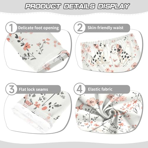 Vdsrup Girls Leggings Pink Flowers Spot Dog Kids Length Leggings Pants Athletic Yoga Pants Toddler Tights Trousers 4T3