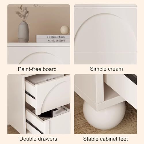 Yajuer Small Nightstand, Wood Bedside Table with 2 Drawer, Simple Nightstand, Large Storage Modern End Table for Bedroom and Small Spaces(50 * 40 * 50cm)