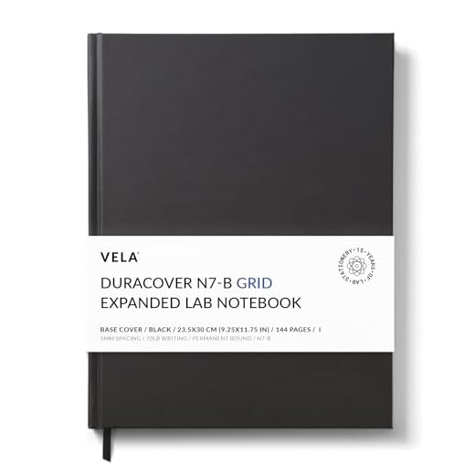 Vela Sciences N7-B Expanded Duracover Lab Notebook, 9.25 x 11.75 in, 144 Pages, Gray Cover (5mm Grid, 1-Pack)