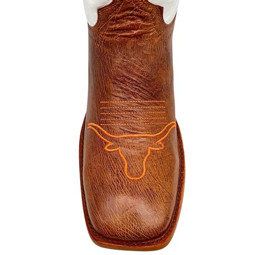 Image of Vaccari Men's Brooks Genuine Smooth Ostrich Leather NCAA Athletics Embroidery Western Cowboy Boots