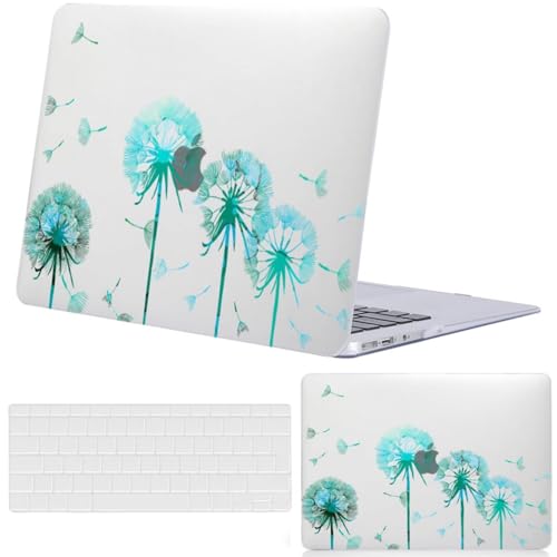 Carcasa MacBook Air 15 para estudiantes y profesionales diseño floral azul con tapa de teclado