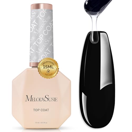 Image of MelodySusie Top Coat No Wipe Glossy Long Lasting Shine Finish Soak Off UV LED Nail Lamp Nail Polish Art Design Manicure Kit Perfect Gifts for Women Girls 1 Pcs 15ml Clear