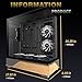 KEDIERS PC CASE ATX 5 PWM ARGB Fans Pre-Installed, Type-C Mid Tower Computer Case with Full-View Dual Tempered Glass, Printed Walnut Wood Panels,Support 360mm Radiator,Gaming PC Case,Black,new P6