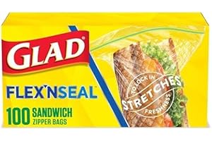 FLEX'N SEAL Zipper Food Storage Sandwich Bags, On-the-Go Snack and Lunch Bags,...