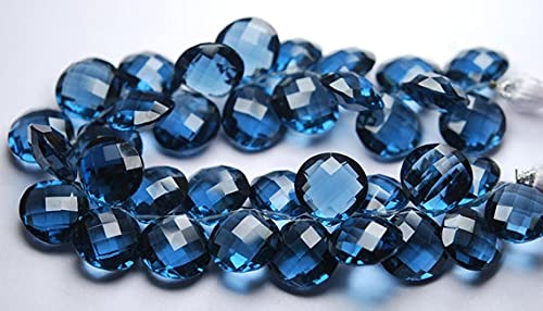 London Blue Quartz facetté en cœur de 11mm pour la création de bijoux artisanaux de qualité