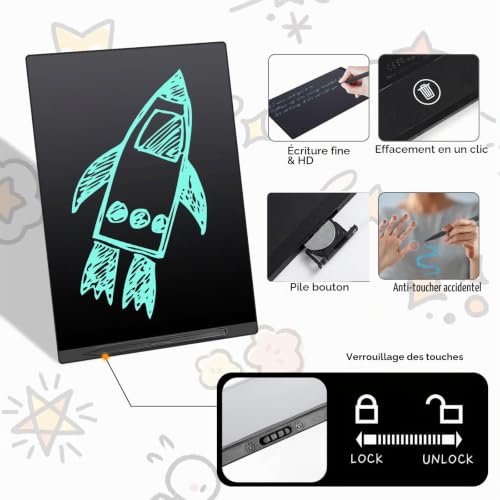 Czemo Tablette D'écriture LCD, Tablette D'écriture LCD Plein Écran 11,5 Pouces avec Stylet Magnétique, Anti Faux Toucher, Écriture Fine, Planche à Dessin LCD pour Enfants Adultes – vue 3