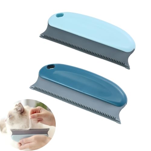 NentMent 2 Pack Pet Hair Remover Fuzz Lint Removal Tool Loose Fur Scraper Brush Grooming Comb Cleaner for Cat Dog Rabbit Kitten Sofa Bed Carpet Rake Rug Fabric Couch Furniture Car Interiors