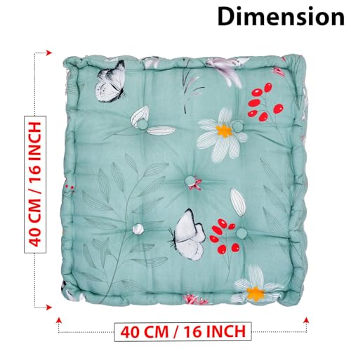 Image of Amazon Brand - Umi Chair Cushion Comfortable Thick Tufted Seat Cushion Cushion for Meditation,Floor Cushion for Sitting in Living Room,Chair Box for Indoor Seat Set of 1,16X16(Inches) (Green)