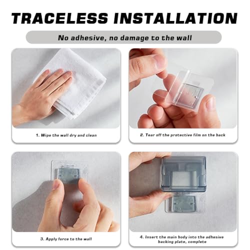 Image of HASTHIP Razor Holders with Cover - 2 Pcs Plastic Wall Hooks for Hanging Razor Self Adhesive Waterproof Razors Rack for Bathroom -Grey