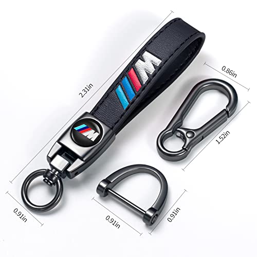 Dresleep Genuine Leather Car Key Chain Metal Car Keyring Keychain Compatible With Bmw M Series M1 M3 M5 X1 X5 X6 Z4 3 5 7 Series,Car Key Fob Accessory Men Women,Black. #TOP1