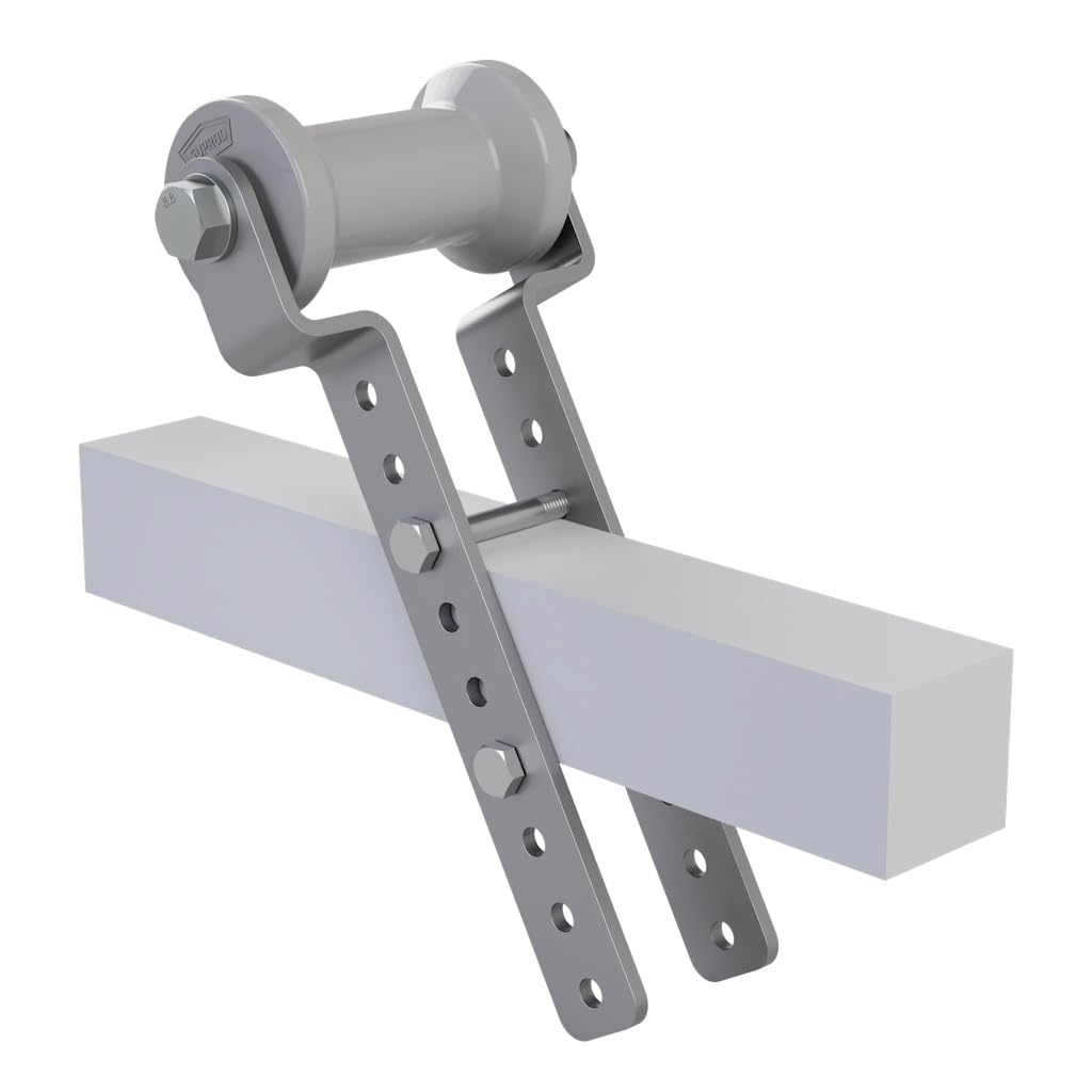 SUPROD Rullo per Chiglia in Poliuretano con Supporto H Altezza Regolabile rimorchio per Barca a Forma di Rocchetto zincato 125/60 mm