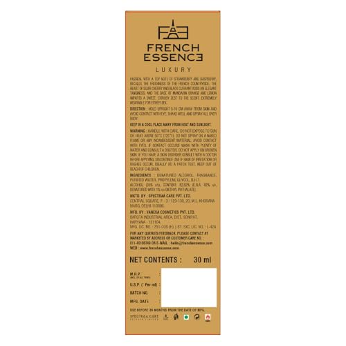 Image of French Essence Eau De Perfume For Women, 30ml | Premium Luxury Perfume | Long Lasting Fragrance | Body Spray Gift For Wife & Girlfriend (Passion)