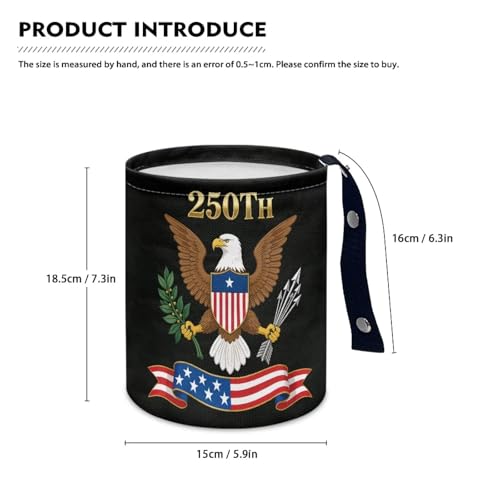 Image of 250TH of America Flag Eagle Car Rubbish Bag Can Reusable Hanging Auto Garbage Organization Can Bin with Adjustable Strap for Camping