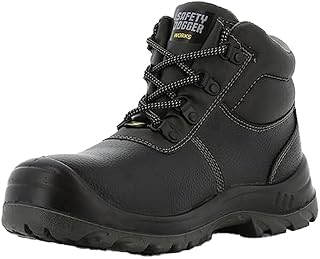 SAFETY JOGGER Safety Boot - BESTBOY - Steel Toe Cap S3/S1P Work Shoe for Men or Women, Anti Slip Puncture Resistant Steel Sole, Shock Absorbing, Water and Oil Repellant Safety Shoe, UK 8 EU 42, Black Leather