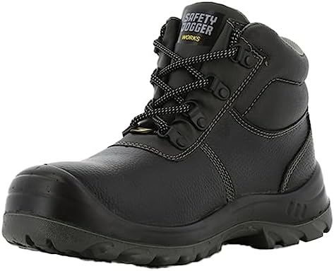 SAFETY JOGGER Safety Boot - BESTBOY - Steel Toe Cap S3/S1P Work Shoe for Men or Women, Anti Slip Puncture Resistant Steel Sole, Shock Absorbing, Water and Oil Repellant Safety Shoe, UK 8 EU 42, Black Leather