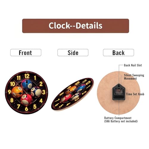 Reloj de pared de madera 10 pulgadas con movimiento silencioso miniatura 6