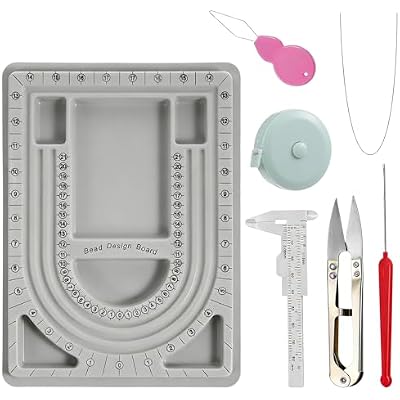 Bead Boards for Jewelry Making with 6 Pcs Beading Tools,9.412.8 Inch Bead Design Board 6 Recessed Compartments, 3 U-Shaped Channels Jewelry Making Tray for Necklace Beading Designer Makings DIY
