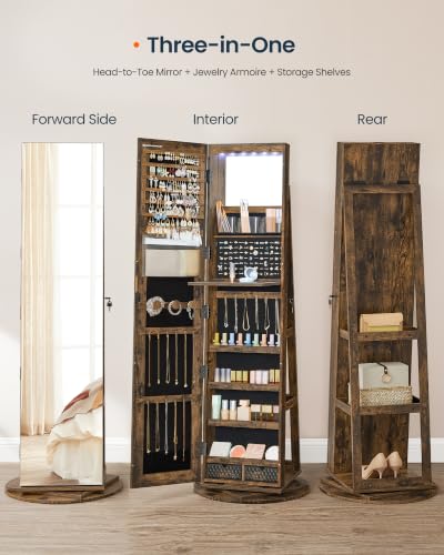 Image of SONGMICS HOME Standing Jewelry Armoire, Full Length Mirror with Storage