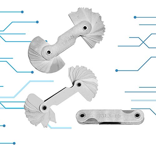 5Pcs Stainless Steel Radius Gauge, Portable Concave Convex External Internal Arc Measuring Tool Radius Fillet Gauge Set R0.3-1.5/ R1-6.5/ R7-14.5/ R15-25/ R25-50 #TOP5