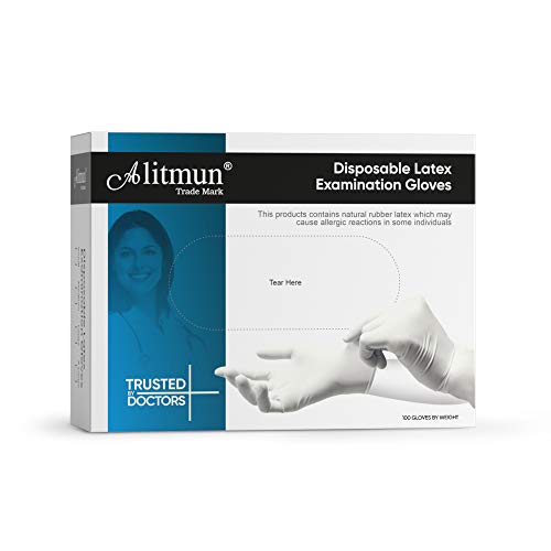 ALITMUN ProCare Latex Examination Hand Gloves, Pack of 100, Large Size, Medical Disposable Gloves Non-Sterile and Less Powdered, White, Surgical Gloves (Image - 1)
