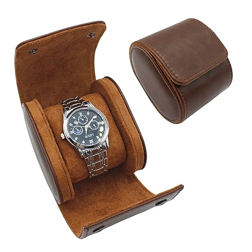 HUYUTAWE Watch Travel Case Portable Organizer - Luxury Watch Roll Travel Box Recycled Leather Watch Storage and Display for Men and Women (WCASE-1-VintageBROWN)