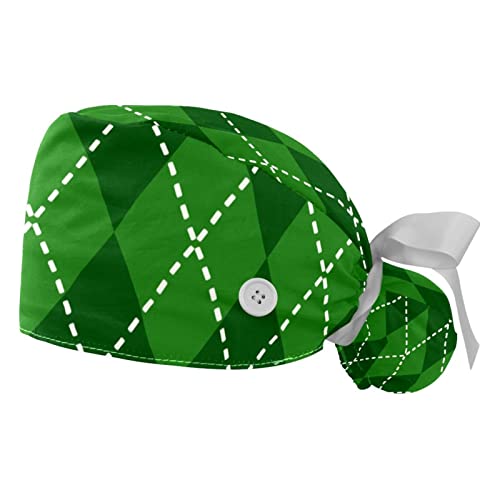 Chapeau de travail trèfle vert St Patrick : lot de 2 casquettes bouffantes unisexes JDEZ