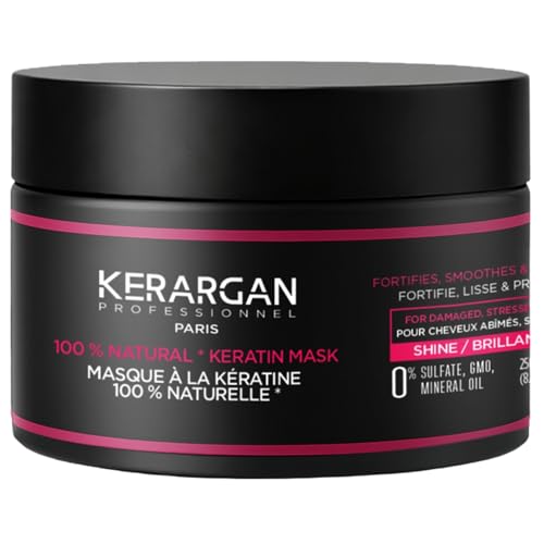 Kerargan Tratamiento capilar ultra reparador de queratina para cabello dañado y estresado – Fortalece, alisa y protege – Sin sulfatos, OGM, aceite mineral – 250 ml