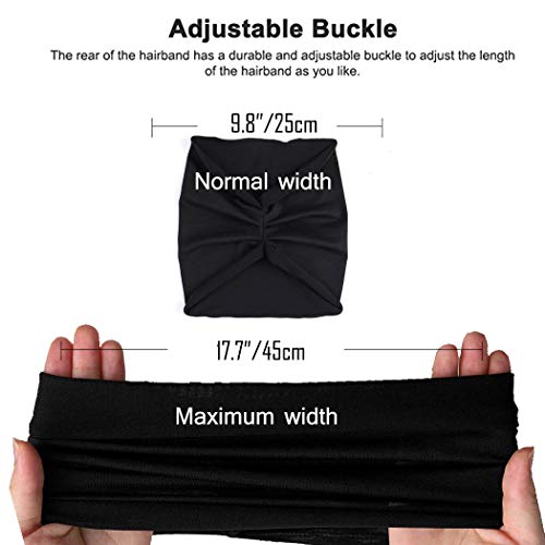 Fashband Turban Headbands Wide Boho Head Wraps Multipurpose Hair Bands Yoga Stretchy Headwear Running Fitness Hippie Elastic Athletic Head Scarfs For Women And Girls Pack Of 5 #TOP3