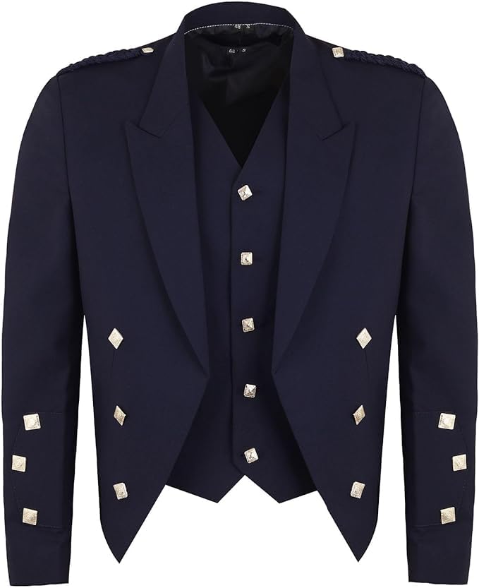 Veste et gilet kilt Prince Charlie bleu marine pour tenue traditionnelle homme