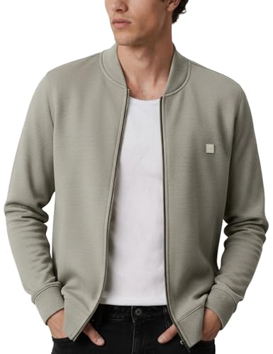 Image of DAMENSCH Winter Jacket For Men, Textured Zipper Sweatshirt For Man, Shape and Colour Retaining ReNEWd Ottoman Zip Bomber Jacket, Cookie Beige, S