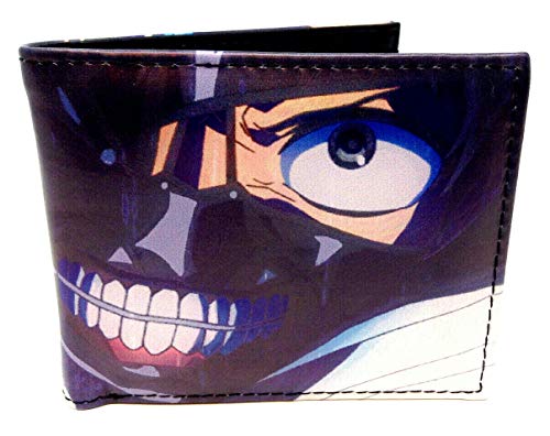 Tokyo Ghoul Ken Kaneki Mask Sublimated Graphic Print PU Faux Leather Men's Bifold Wallet