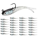 JolliLudo 32 Pcs 7cm Soft Fishing Lures with Lead Block Inside and Sharp Hook, Lifelike Forked Tail Minnow, Soft Bait with Hook for Saltwater Freshwater, Fishing Gifts for Men