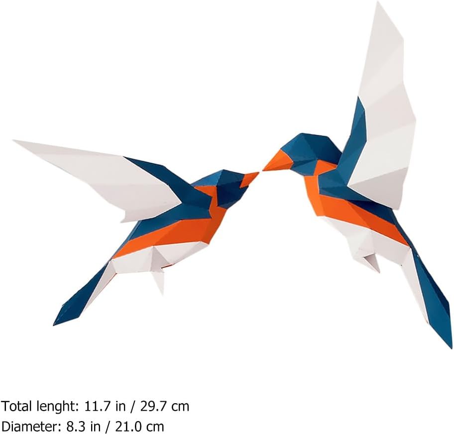 ORFOFE 3D Geometric Love Birds Wall Mounted Decor Lightweight Eco-Friendly Papercraft Sculpture for Home Garden Patio and Kids Room Ornament image 3