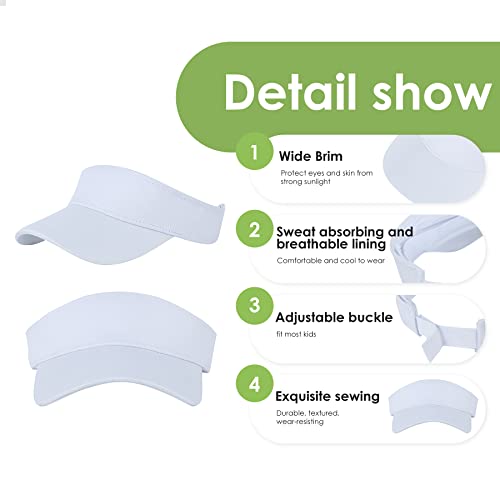 Zando Kids Sun Visor Hat Adjustable Cotton Girls Baseball Hat Boys Athletic Sports Tennis Hat Outdoor Golf Visor Cap Beach Hat For Girls Youth Sun Hats For Kids Baseball Cap White 6-12 Years #TOP4