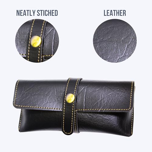 Image of Personalized Leather Goggle Cover | Custom Name | Unisex Faux Leather Eyewear Case with Button Closure | Travel-Friendly & Durable Sunglasses Holder for Men & Women