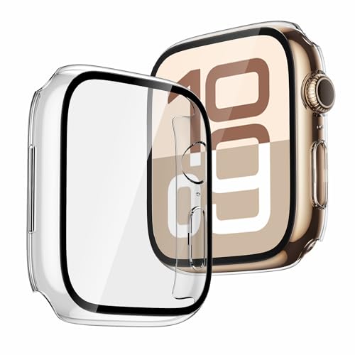 Recata 2 Stück Harte PC Schutzhülle mit Displayschutz für Apple Watch Series 9 Series 8 Series 7 41mm Ultra-dünne Anti-Fall Kratzfeste Abdeckung Schutz für iWatch Transparent