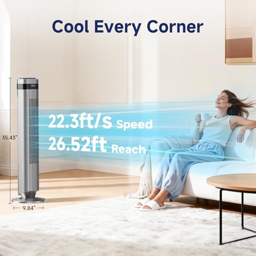 image for OLIXIS Tower Fan for Bedroom, 28dB Quiet Floor Standing Fan with Remot