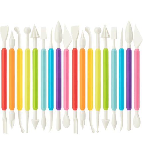 2 Set Air Dry Clay Tools 18PCS Polymer Clay Tools Kit for Modeling Plastic Clay Tools Sculpting for Kids Adults Molding Shaping Carving Dotting Trimming Pottery Craft Supplies Accessories
