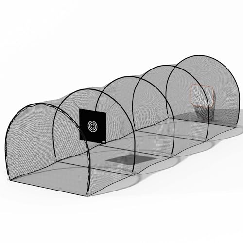 MR 40FT Batting Cage Baseball Softball w/Sock Pocket, Hitting Cage Net and Frame Backyard Baseball Softball Training Equipment, Freestanding Portable Batting Cage Hitting and Pitching Practice