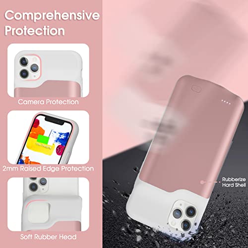 Gladgogo Iphone 11 Pro Max Charging Case, 6500Mah Rechargeable Extra Smart Iphone 11 Pro Max Battery Case, Portable Protect Extended Battery Charger Case For Iphone 11 Pro Max, Pink, 6.5 Inch #TOP2
