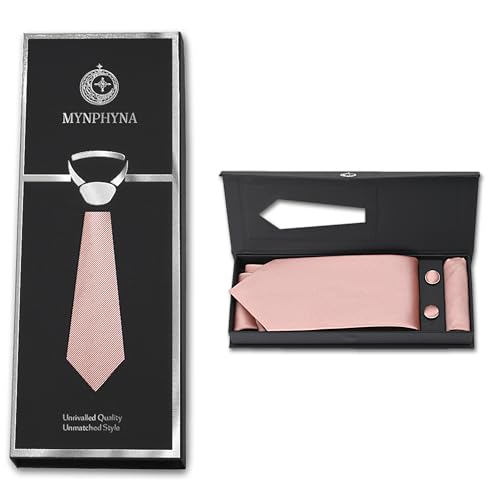 Image of Men's Tie Set with Pocket Square, Cufflinks and Gift Box | 100% microfiber; tie 59 x 3.15 in; square 10 x 10 in; gift box included